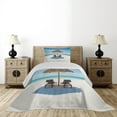 thumbnail image 3 of Ambesonne Ocean Quilted Coverlet 2 Pcs, Zanzibar Eastern Scenery, Twin Size, Turquoise Cream, 3 of 5