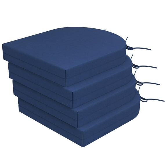 Unikome Outdoor Seat Pads Seat Cushions 4-Piece Solid Waterproof Patio Seat Chair Cushions 17 x 16 Rounded Square Patio Cushions, Navy Blue, Set of 4