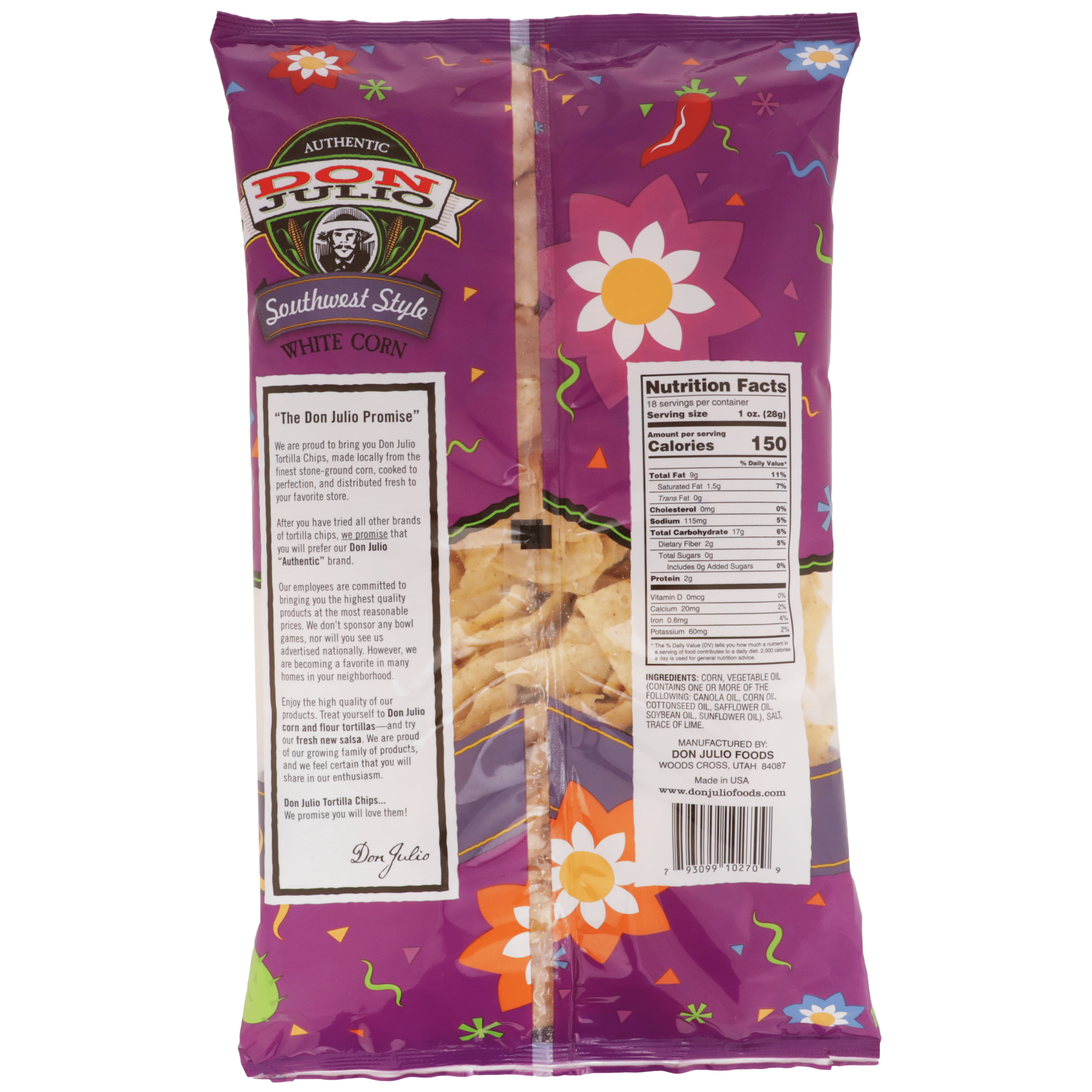 (3 pack) Don Julio Southwest Style White Corn Tortilla Chips - 18oz