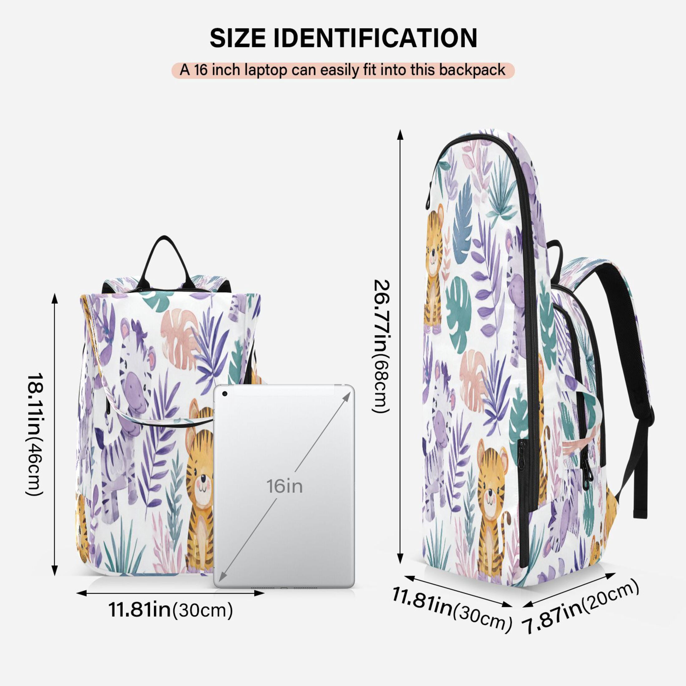 2 Racquet Holder Tennis Backpack Tennis Racket Covers Gym Bags Cute Baby Tigers and Zebras