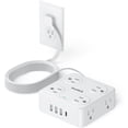 thumbnail image 1 of Regleta Multicontacto Enchufe Plano, Conector Multiple Escritorio con Protector de Sobretensión, 1.98M Extension Electrica con 8 Enchufes CA y 4 USB (1 USB C) para Oficina, Blanco, 1 of 7