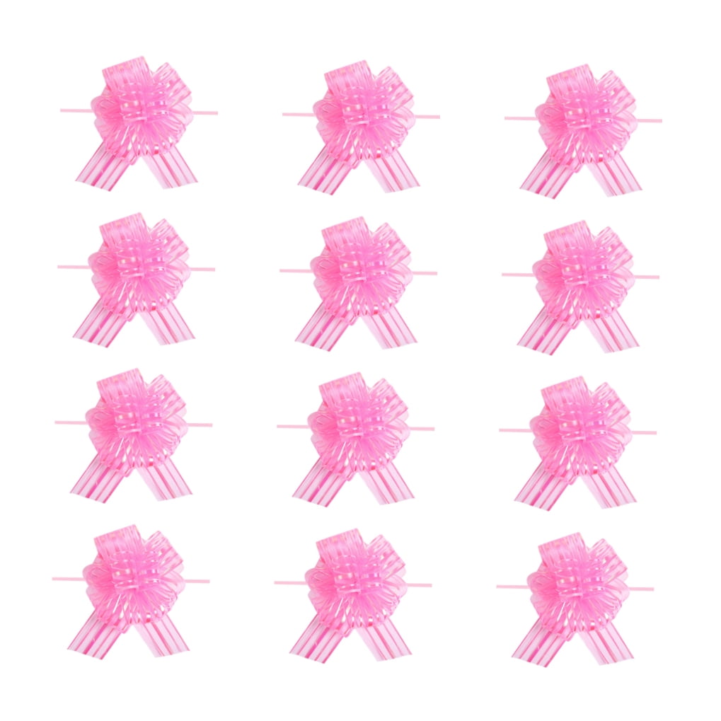 Masteelf Durable Pink Plastic Wedding Gift Pull Bows for Decoration 12pcs Perfect for Parties and Events