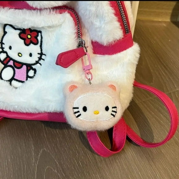 Kawaii Hellos Kittys Cute Girl Bag Pendant Embroidery Cat Personality Creative Couple Keychain Decoration Birthday Gifts