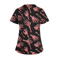 thumbnail image 5 of Tops Cortos para las Mujeres, Halloween Impreso en Cuello en V con Bolsillo, Moda Casual Manga Corta, 5 of 5