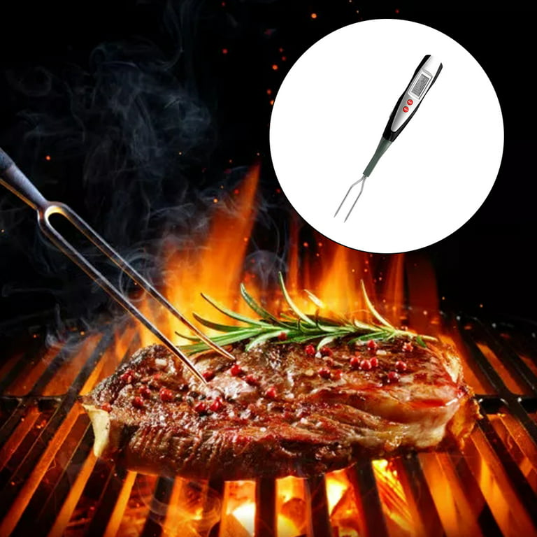 Bbq Meat Thermometer Fork Stainless Steel Digital Barbecue Fork