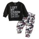 thumbnail image 1 of Gibobby Conjunto niña Conjunto de 2 uds de camisetas y pantalones con estampado de de manga larga para niños pequeños, ropa para niños(Negro,12-18 Months), 1 of 5