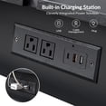 thumbnail image 4 of HULALA Home End Table with Charging Station, Side Table with Drawer and Pull-Out Shelf, Nightstand Bedside Table with USB Ports and Outlets, Black, 4 of 8