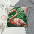 thumbnail image 2 of Nawypu  Pink Flamingo Throw Pillow Covers 18x18 Inch Tropical Leaves Bird Pillow Cases Geometric Arch Vertical Stripes Modern Cushion Cover for Spring Summer Home Couch Sofa Decoration, 2 of 5
