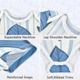 thumbnail image 3 of Blue Narrow Stripes Tropical Leaves Pure Cotton Bodysuit Short Sleeve Pajamas One-Piece Romper Unisex 18M, 3 of 6
