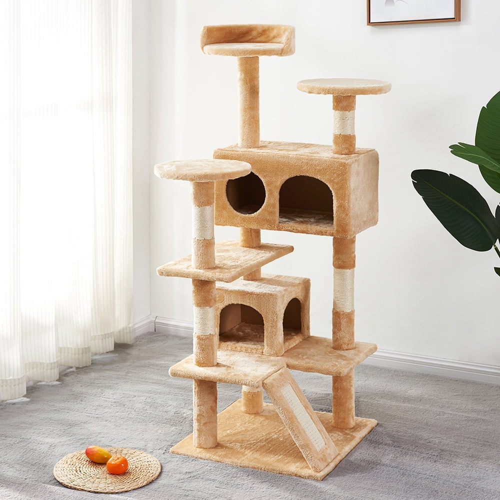 Kepooman Multi-Level Cat Tree & Condo Tower with Scratching Posts for Pet Kitty, Yellow Kepooman Multi-Level Cat Tree & Condo Tower with Scratching Posts for Pet Kitty, Yellow