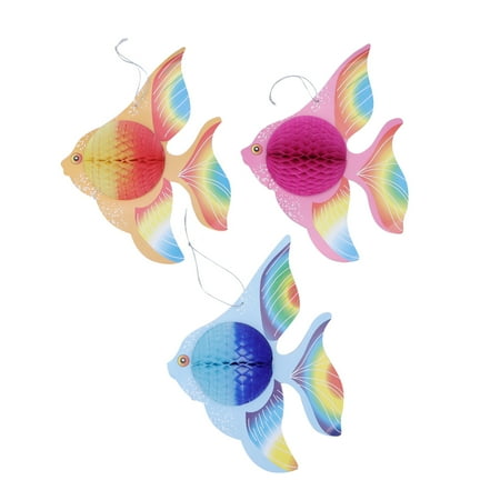 

FRCOLOR 6pcs Colorful Tissue Paper Goldfish Foldable Tropical Fish Decoration Hanging Ornament Party Supplies (Gold + Pink + Blue)