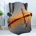 thumbnail image 4 of Lake Soft Flannel Fleece Blanket, Silhouette of Single Tree over Still Lake Basin with Last Sun Rays on the Day Theme, Cozy Plush for Indoor and Outdoor Use, 50" x 60", Orange Blue, by Ambesonne, 4 of 5