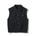 thumbnail image 3 of Men's Denim Vest Motorcycle Unlined Biker Sleeveless Button Down Jean Vest Jacket Fashion Casual Loose Punk Lapel Outerwear, 3 of 5