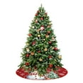 thumbnail image 3 of Zhourta Christmas Snowman Plush Tree Skirt Red Tree Skirt Rustic Country Xmas Tree Holiday Party Decor Indoor Outdoor Holiday Ornaments, 3 of 7