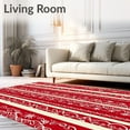 thumbnail image 2 of Ultra Soft Area Rug, Festive Striped Swirling Stars Christmas Elegance, Non Slip, Stain Resistant, Washable Area Rugs for Living Room, Bedroom(Red, 4X6), 2 of 8