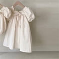 thumbnail image 1 of Robes version Coréenne de Nouvelle Robe d'Été Robe à Manches Bouffantes avec Nœud floral Doux Col Carré FJH, 1 of 5