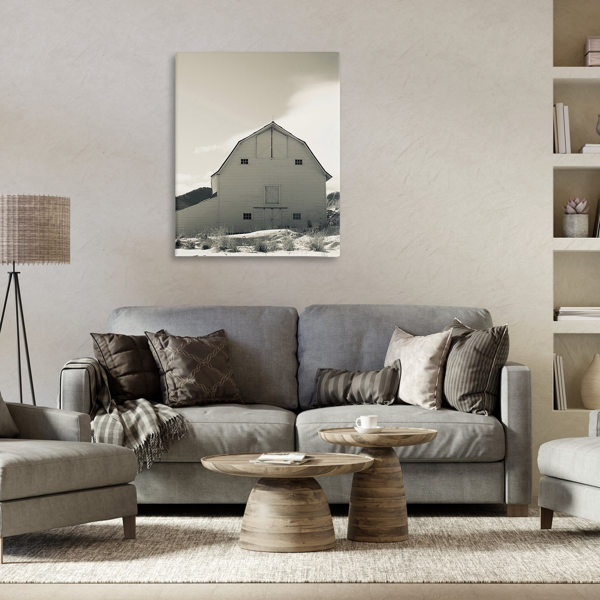 Stupell Industries Monochromatic Winter Barn Nautical & Beach Photography Wrapped Canvas Art Print Wall Art, 30 x 40