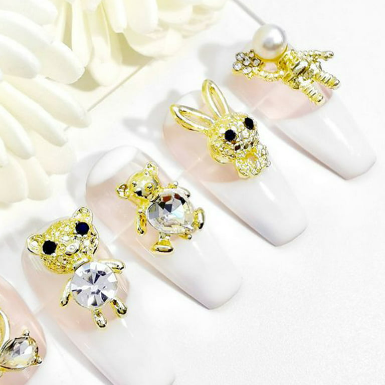 10Pcs Hug Bear Nail Art Decorations with Alloy Jewelry Crystal Heart Charms  Gold Silver Teddy Bear Metal Luxury Nail Charms Part - AliExpress