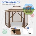 thumbnail image 6 of EAGLE PEAK 6-Sided Outdoor Camping Pop Up Gazebo w/Screen Netting, 13x13 Double-Tier Hexagonal Outdoor Canopy Tent for Patio, Garden, Party, Backyard, Beige, 6 of 9