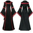 thumbnail image 3 of Womens Retro Halloween Dresses for Women Medieval Viking Costume Plus Size Renaissance Dress Witch Dress With Hooded Vestidos de Moda para Mujer, 3 of 6