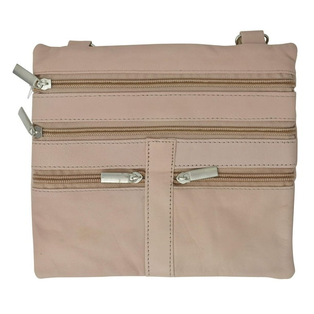 Soft Leather Cross Body Bag Purse Shoulder Bag 5 Pocket Organizer Micro Handbagtravel Wallet Multiple Colors Hn907 C