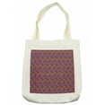 thumbnail image 1 of Abstract Tote Bag, Geometric Shapes on Purple Shaded Background Colorful Sixties Inspired Design, Cloth Linen Reusable Bag for Shopping Books Beach and More, 16.5" X 14", Cream, by Ambesonne, 1 of 2