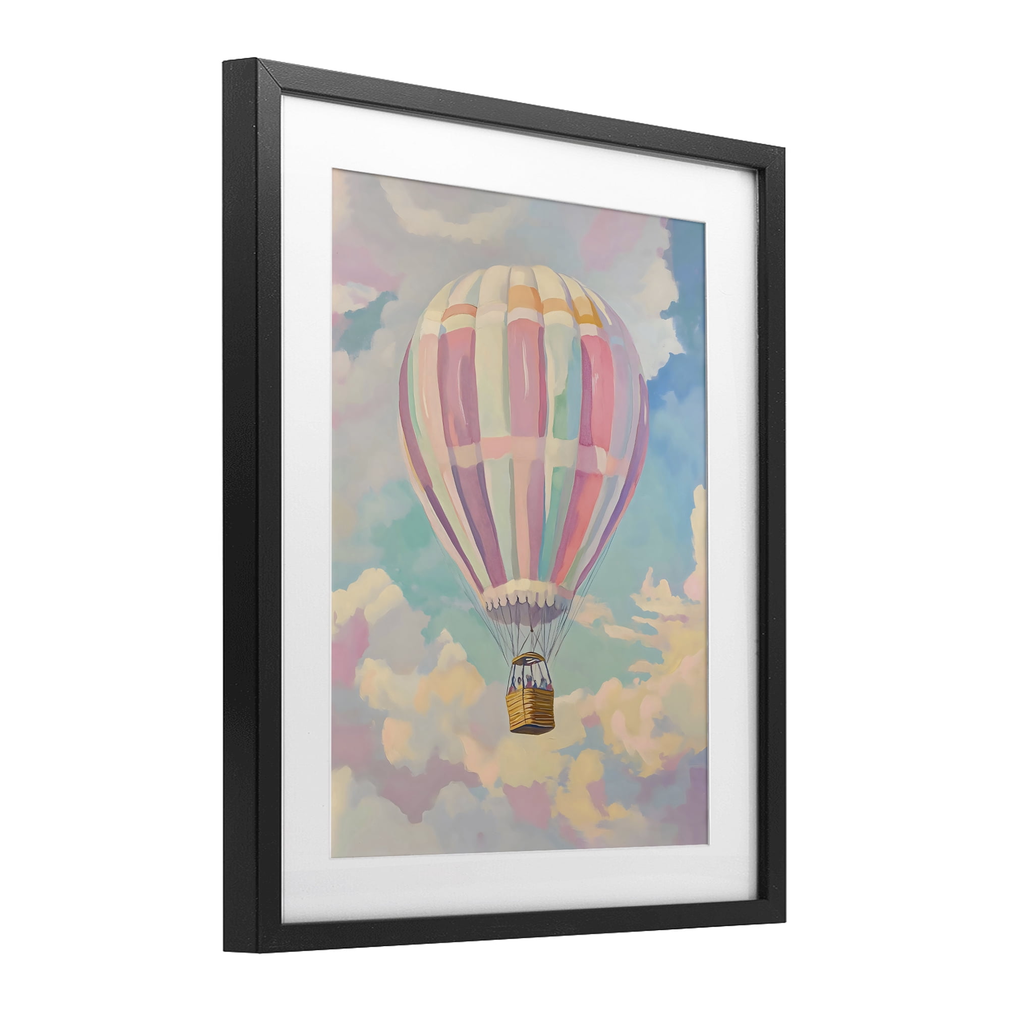 Stupell Industries Pastel Hot Air Balloon Black Framed Print Under Glass, design by The Prints Vibe