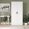 thumbnail image 2 of Better Home Products Harmony Wood Two Door Armoire Wardrobe Cabinet in White, 2 of 10