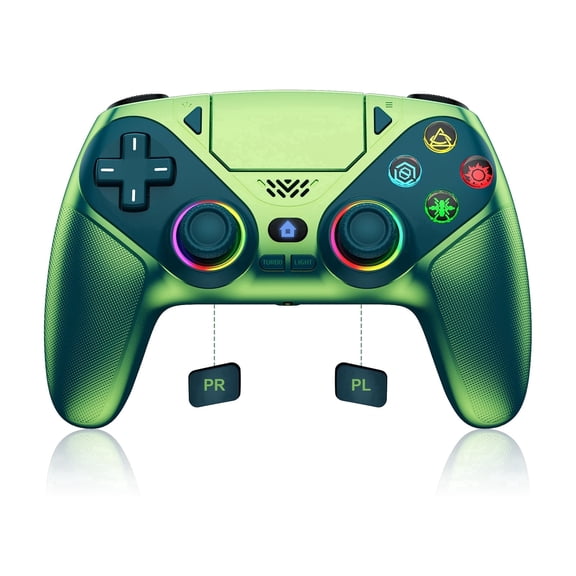 LED Wireless Controller for P5, Compatible with P5 Pro/Slim/PC, Dual Vibration, Macro/Turbo Function, 3.5mm Audio Jack, 6-Axis Motion Controller Gamepad with Speaker&RGB(Chroma Teal)