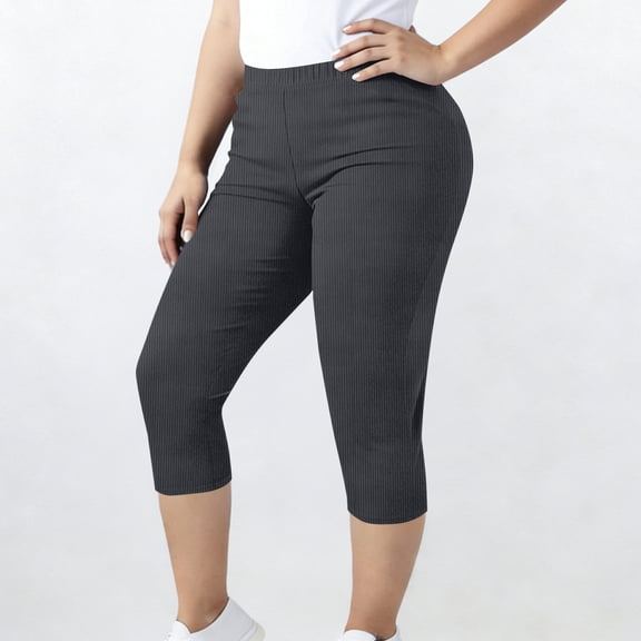 Capri Leggings For Women, Women's Legging, Comfortable Elastic Waist Capri Trousers Fashion Tight Stretchy Summer Pants Solid Color 3/4 Length Shorts Casual Ruched Going Out Shorts Dark Gray XXXXL
