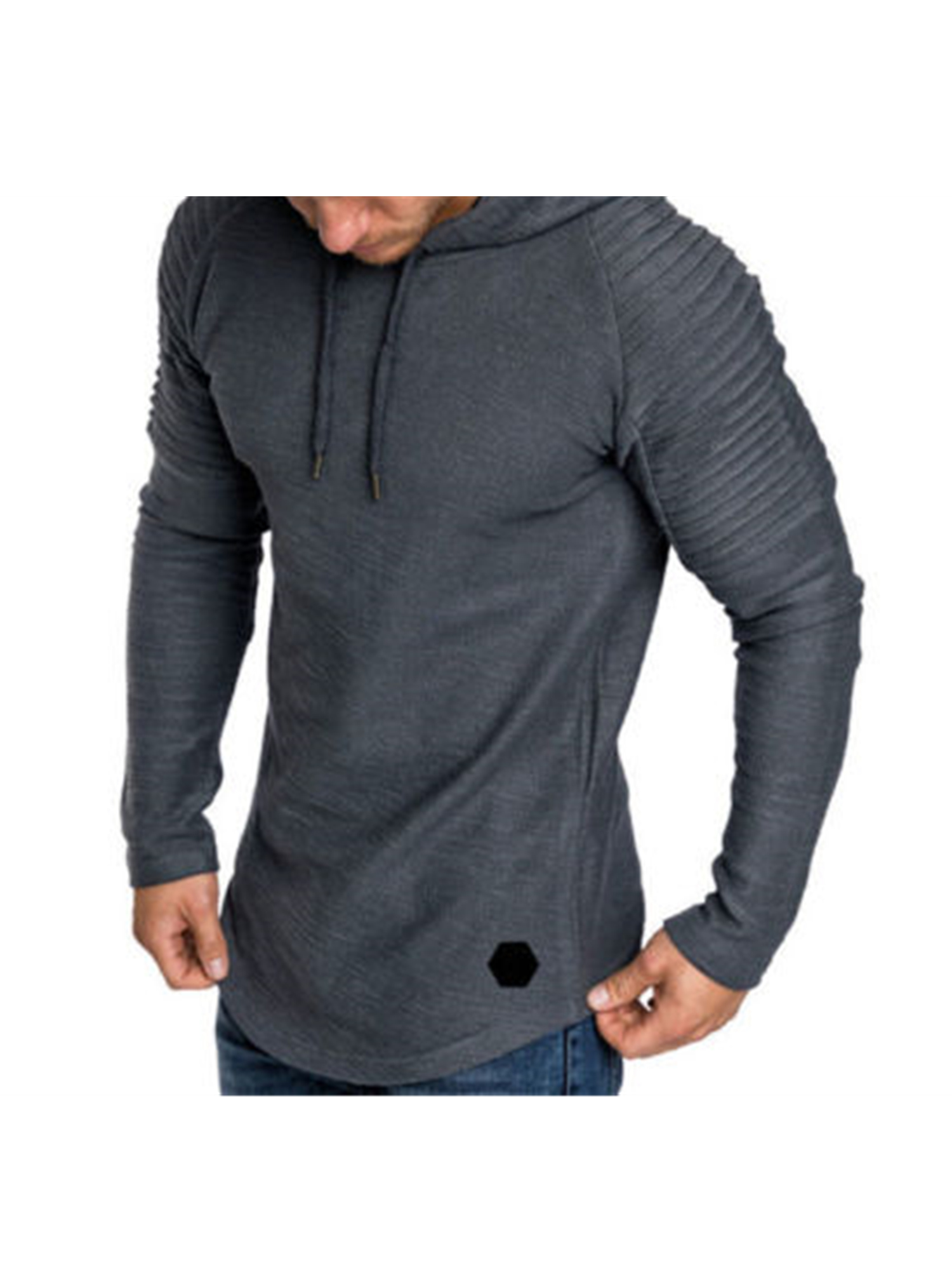 solid pleated hoodie