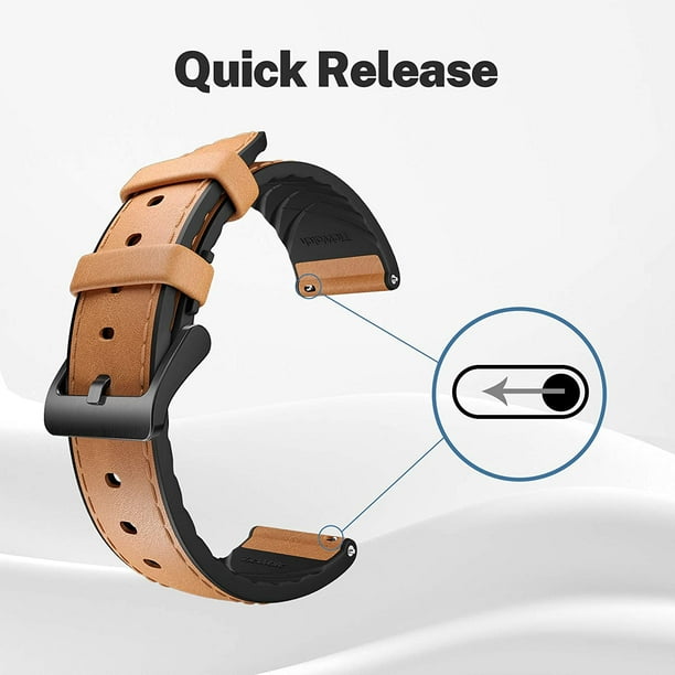 TicWatch Pro Strap, Hybrid Leather/Silicone, 22mm Grey/Brown