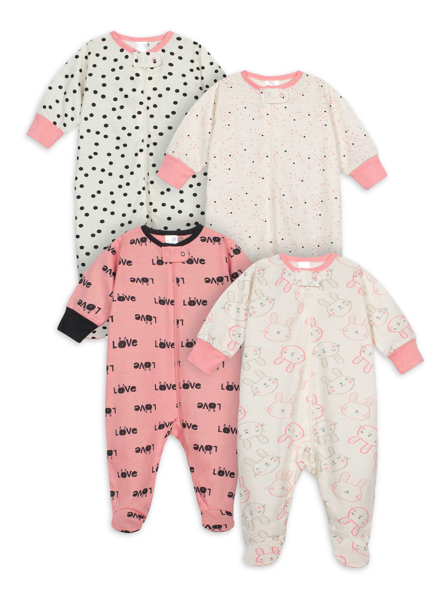 Asher & Olivia Pajamas for Girls 4 Pc Cotton Pj Set for Baby Toddler Little Kid 