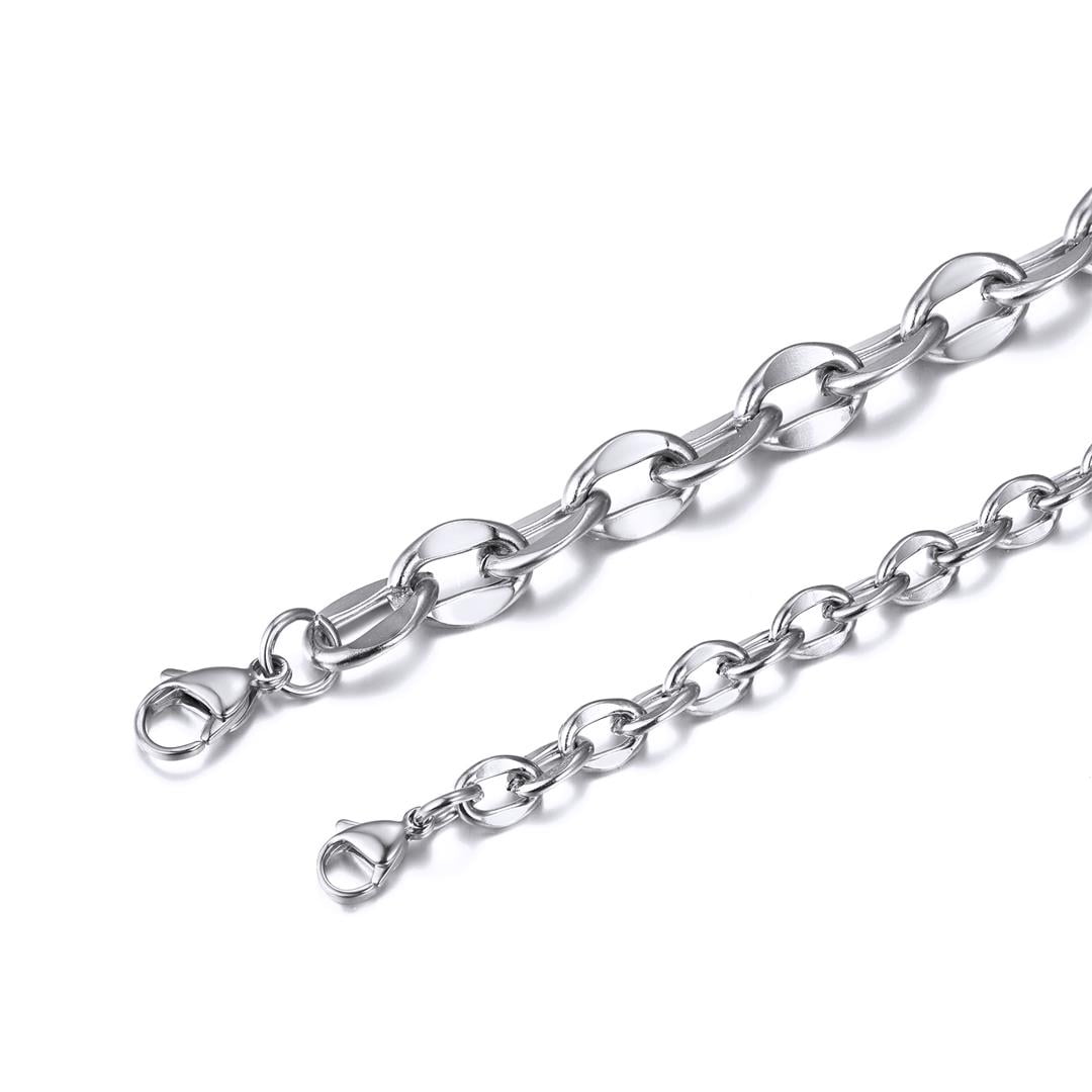 Clearance Men Women Chain Rolo Necklace,6mm/9mm Wide Stainless Steel/Black Metal/14K Gold Plated Cable Link Necklace Birthday Christmas Jewelry Gift, 18"-30"
