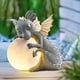 thumbnail image 1 of ER Estatua de animal de dragón para decoración del hogar, patio, dragón de meditación, esculturas de dinosaurios de resina y estatuas de jardín, luces LED, estatua de jardín, dragón de meditación Excelente Rendimiento, 1 of 5