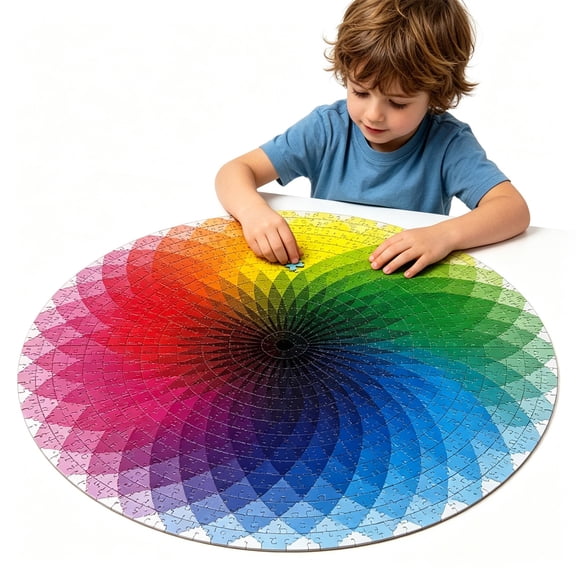 HomelyJoy 1000 Piece Color Wheel Gradient Puzzle, Round Rainbow Jigsaw Puzzle for Adults, Challenging Artistic Puzzle for Home Decoration and Stress Relief