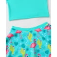 thumbnail image 6 of Kucnuzki 3T Toddler Girl Swimsuit Set 4T Child Gilrs Bathing Suit Ruffle Top Flamingo Swimming Skirt with Shorts 2pcs Bikini Set Summer Beach Breathable Tankini Set Green, 6 of 9