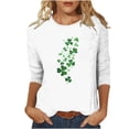 thumbnail image 2 of St. Patrick's Day Shirt for Women Cascading Glitter Clovers Graphic T-Shirt 3/4 Sleeve Crewneck Casual Soft Festival Apparel Charm Gift, 2 of 4
