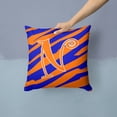 thumbnail image 2 of Letter N Initial Tiger Stripe Blue and Orange Fabric Decorative Pillow, 2 of 4