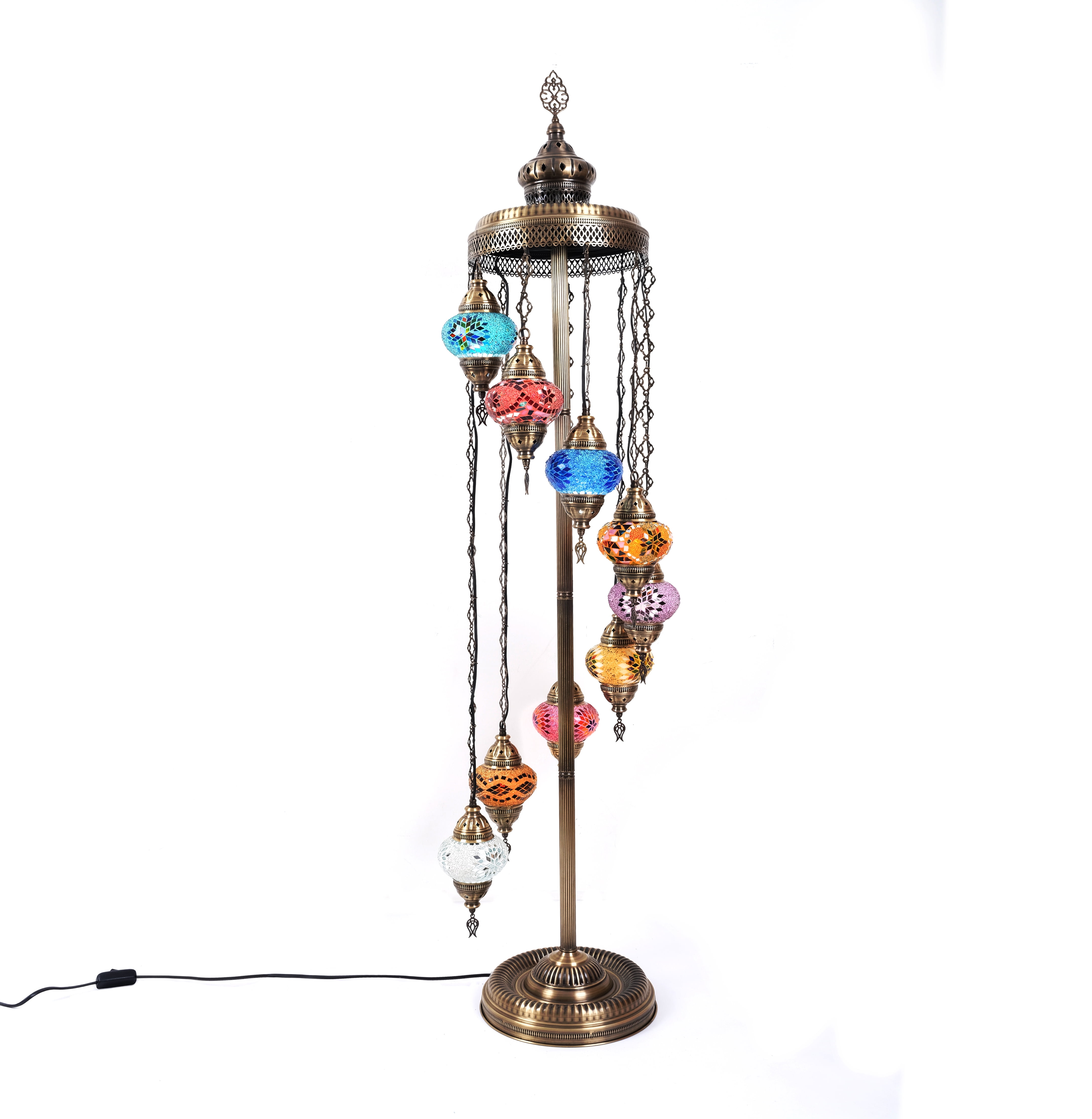 Asylove Turkish Lamp 9 Globe Mosaic Floor Lamp, Mosaic Standing Lamp 9 Globe Mosaic Moroccan Lamps Floor Lamp for Decorative Home Designs Offer 5 inch Globe - Total Height 70 inch
