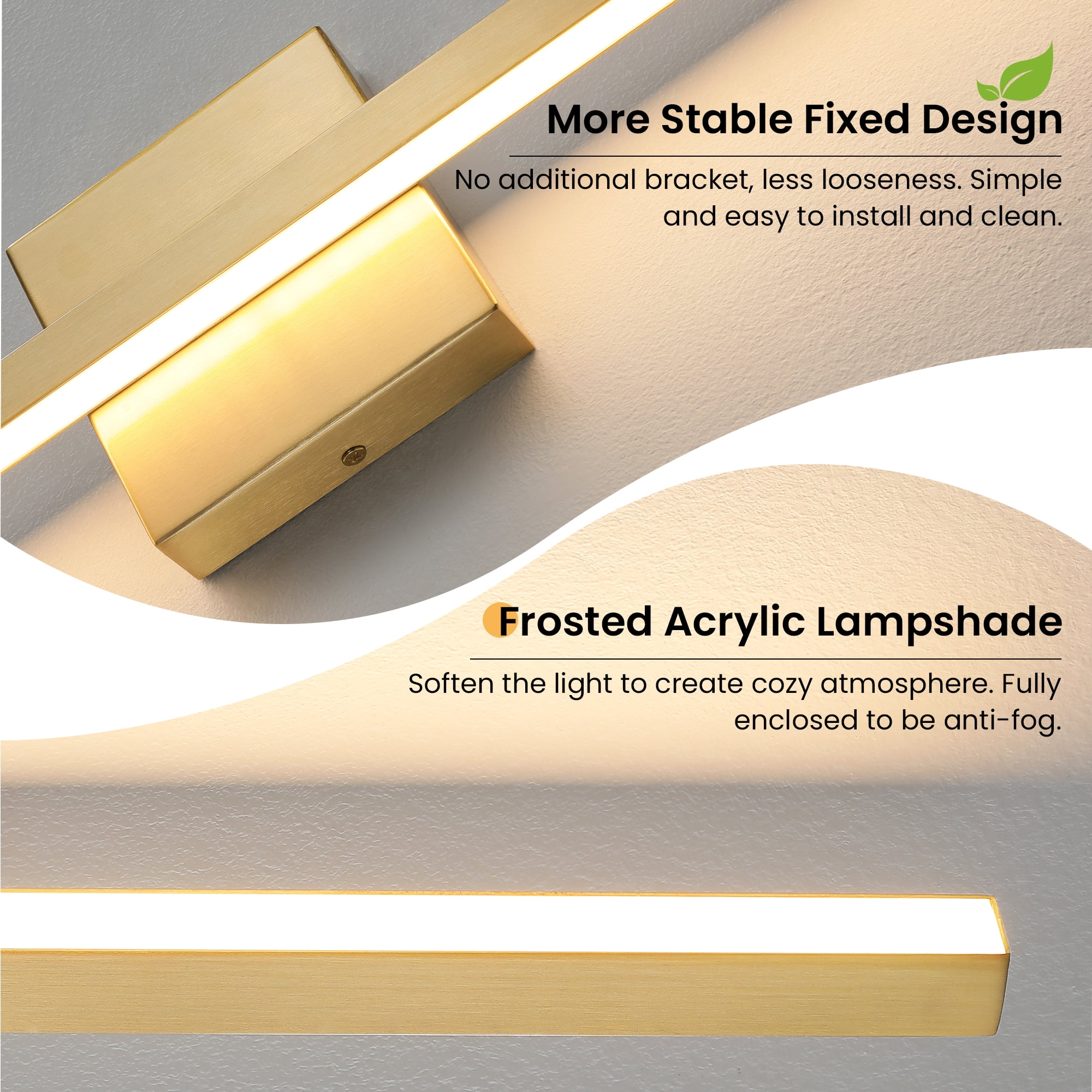 Vanity Light for Bathroom Lighting Fixtures Over Mirror Dimmable Integrated LED 32 inch Modern Vanity Lights Gold Bathroom Light Bar Bath Wall Sconce
