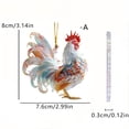 thumbnail image 2 of Cute Rooster Keychain Pendant Holiday Car Interior Keychain Pendant Backpack Pendant Hanging Window Christmas Decorations round Stained Glass Window Panel Rear View Swinging Animal Stained Glass for, 2 of 3