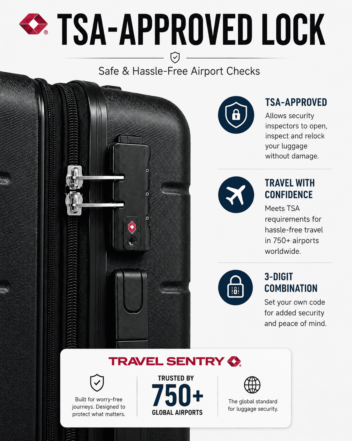28" Checked Large Expandable Luggage,Hardside Spinner Suitcase with TSA Lock,Black - EX-Lite