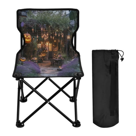 WOBOGO Halloween-inspired Garden Camping Chair Convenient Four Corner Backrest Folding Stool Can Hold Up to 220lbs