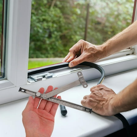 MIPCASE Casement Window Limiting Hinge Plated Silver No Drill Adjustable Security Bar for Home