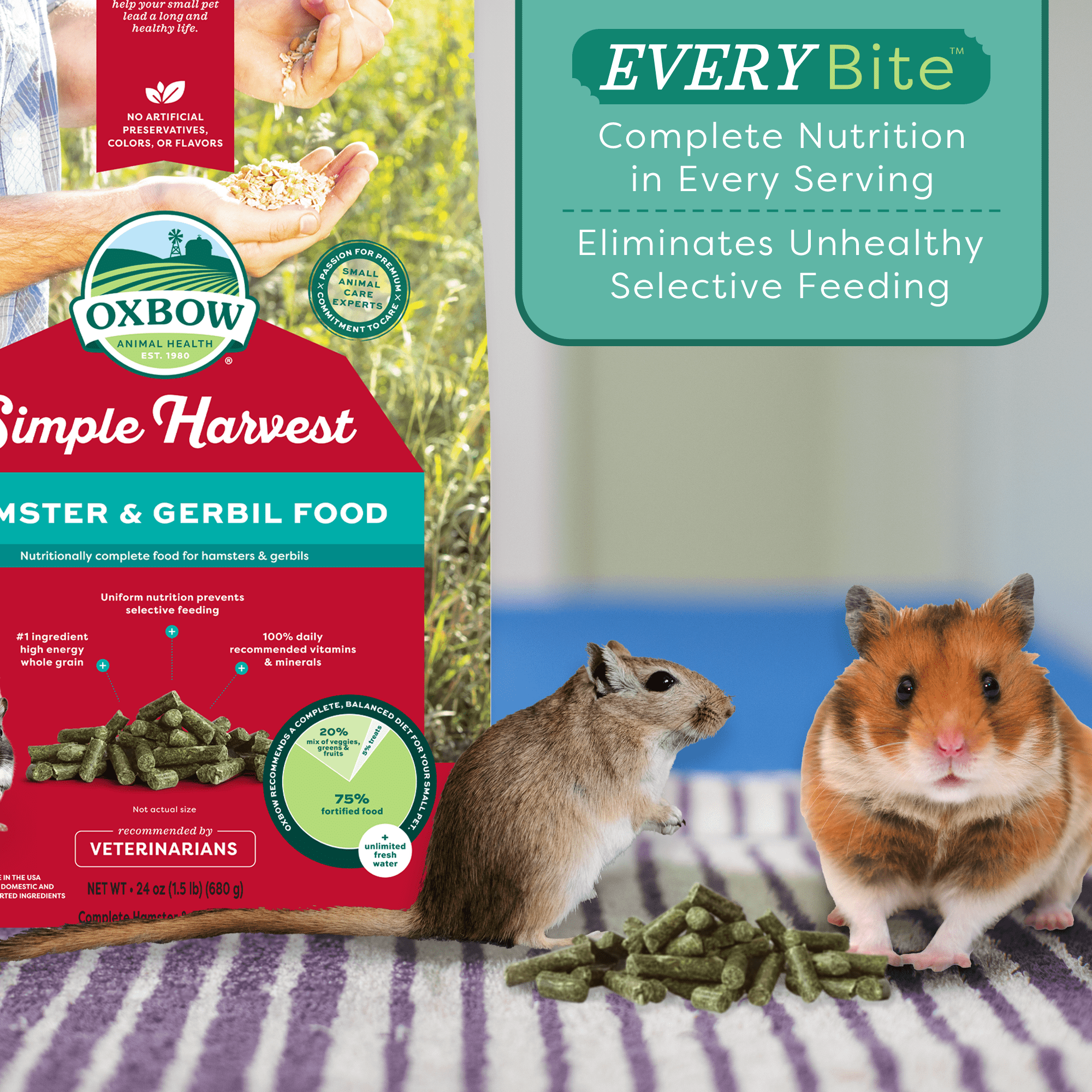 Oxbow Simple Harvest Hamster Gerbil 1.5lb.