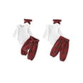 thumbnail image 2 of Baby Toddler Girls 3 Piece Outfit 0 3 6 12 18 24 Months Ribbed Long Sleeves Romper and Plaid Pants with Belt Headband Set Cute Clothes, 2 of 8