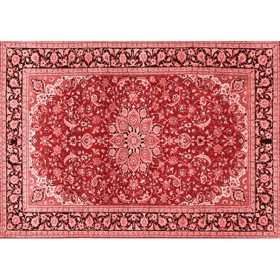 Ahgly Company Indoor Rectangle Medallion Red Traditional Area Rugs, 7' x 10'