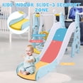 thumbnail image 4 of 4-In-1 Kids Slide For Toddlers Age 1-3 Slide And Swing Set,Indoor Playground For Children,Freestanding Outdoor Slides With Basketball Hoop,Outside Climber Playhouses,Baby Climbing Toys,Blue, 4 of 7