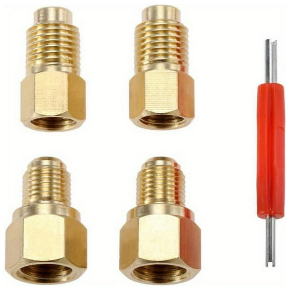 R12 R22 to R134a Adapters, R134A Refrigerant Tank Adapter Kit with Valve Core Remover, 1/4" Male to 1/2" Female, 1/4’’ SAE Female X 1/2’’ Male Refrigerant Tank